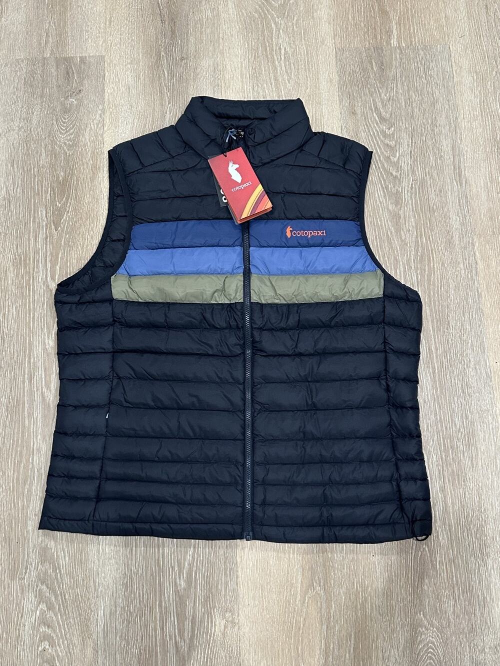 Cotopaxi Fuego Down Vest - Men's Large, Carbon Stripes, NWT
